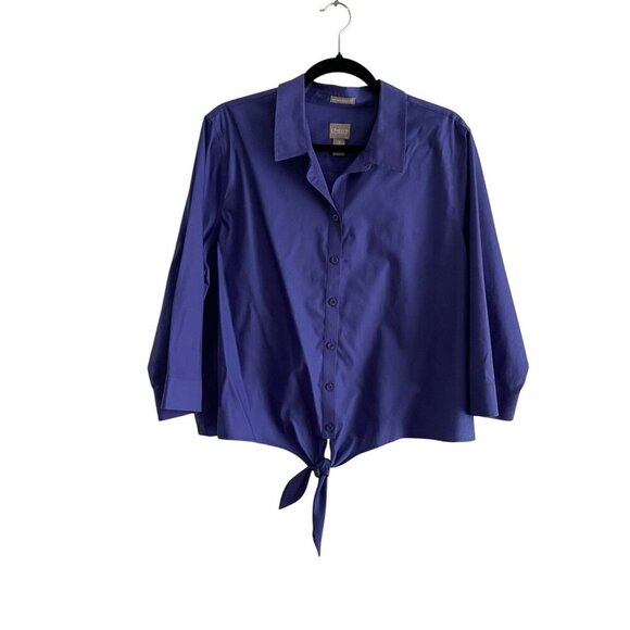Chico's Tops - Chicos Women 3 US XL Purple Cotton Wrinkle Resistant Button Up Tie Front Shirt